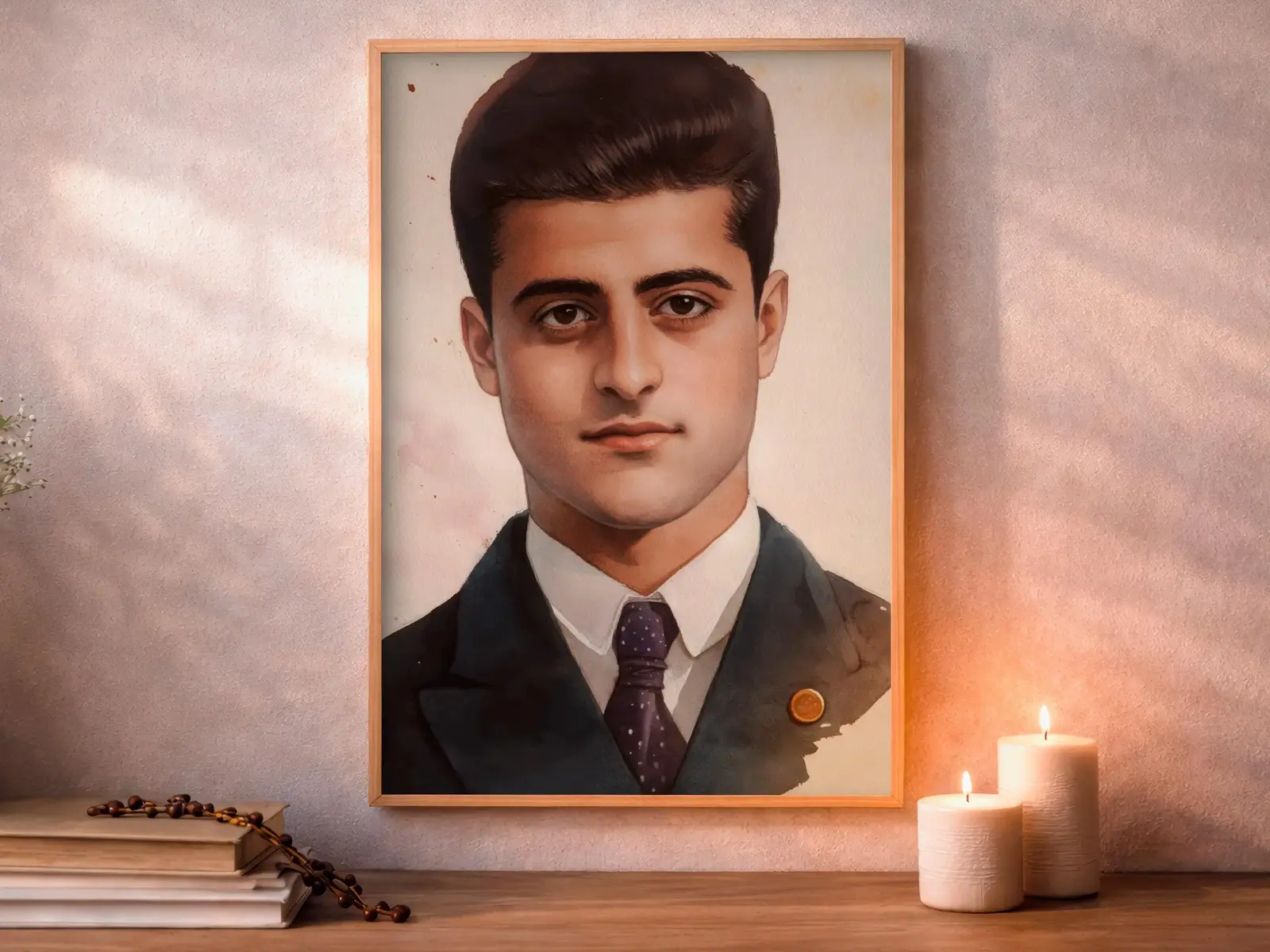 Framed Sacred Heart of Jesus above bed, bedroom sanctuary offering mercy and trust, jesus wall art artwork of jesus