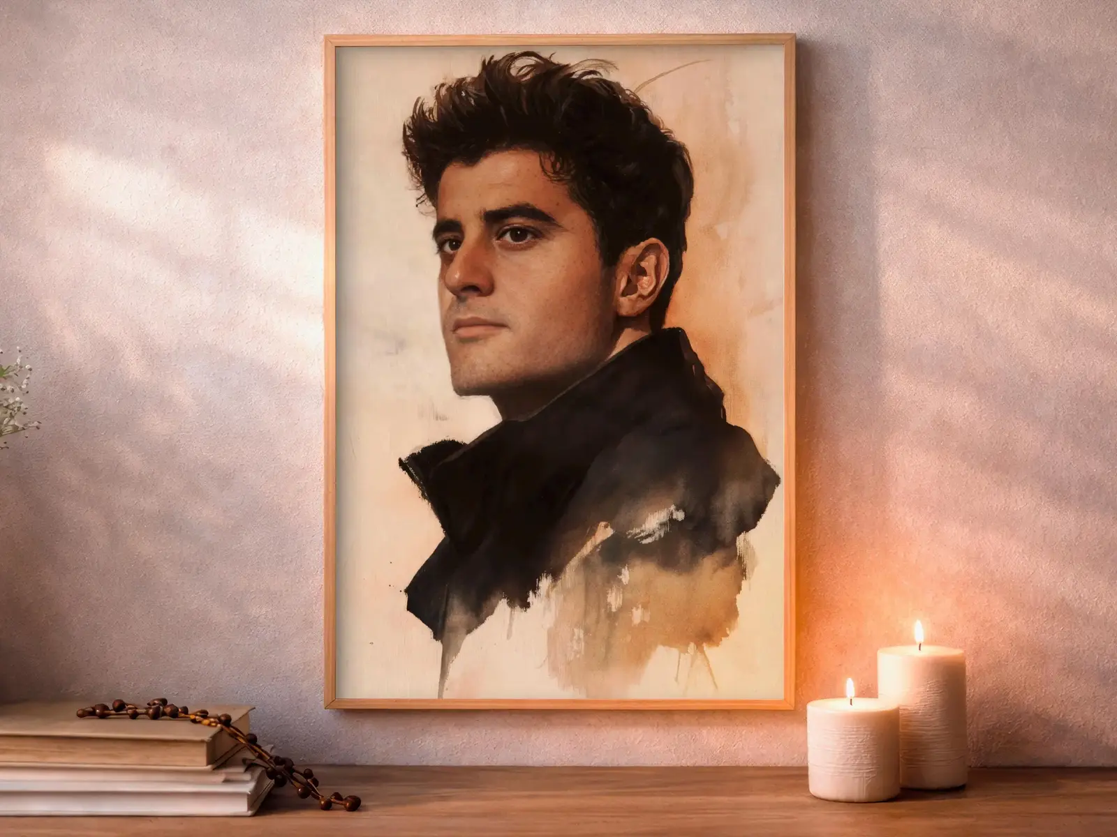 Framed Sacred Heart of Jesus above bed, bedroom sanctuary offering mercy and trust, jesus wall art artwork of jesus