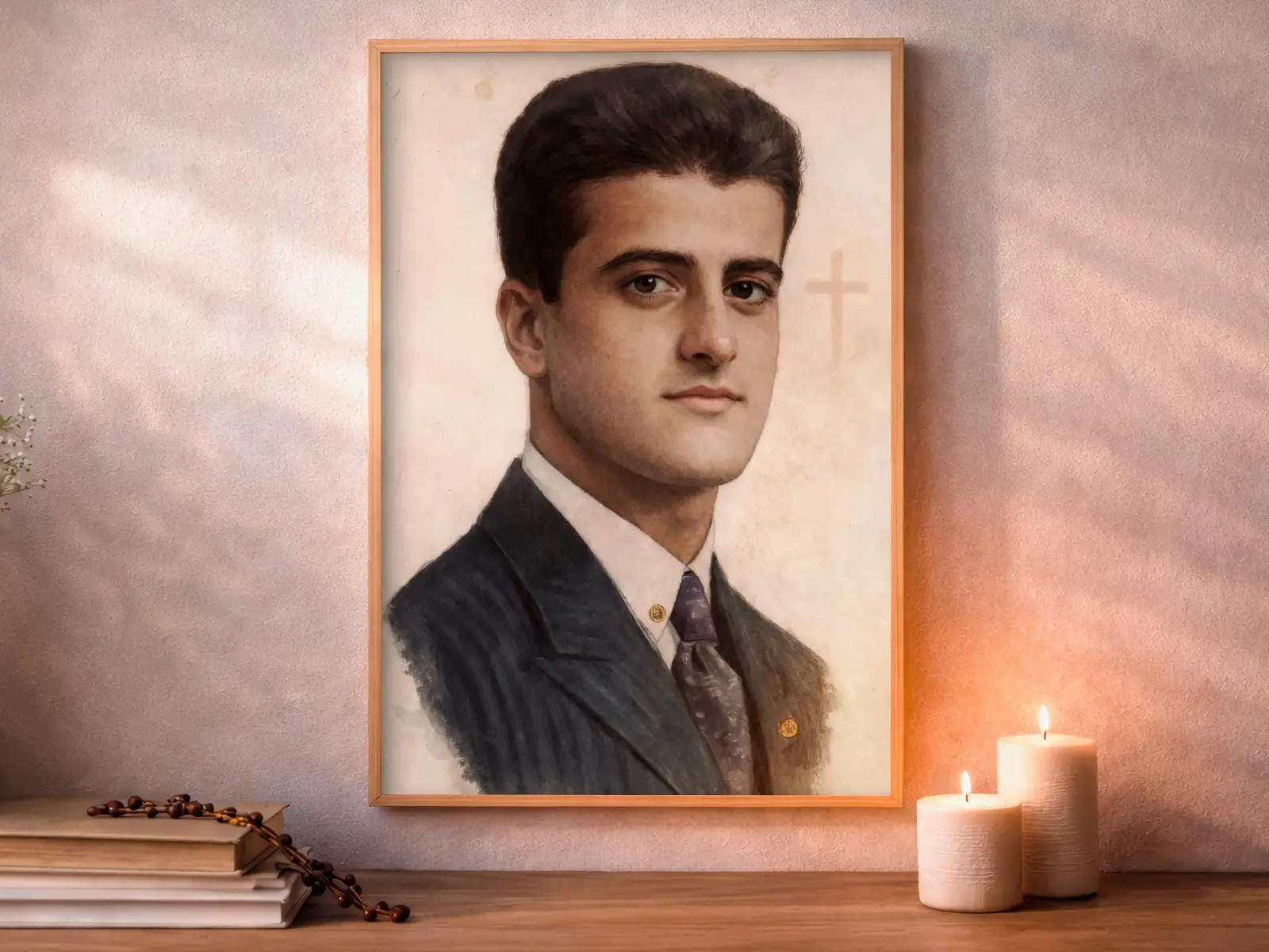 Framed Sacred Heart of Jesus above bed, bedroom sanctuary offering mercy and trust, jesus wall art artwork of jesus