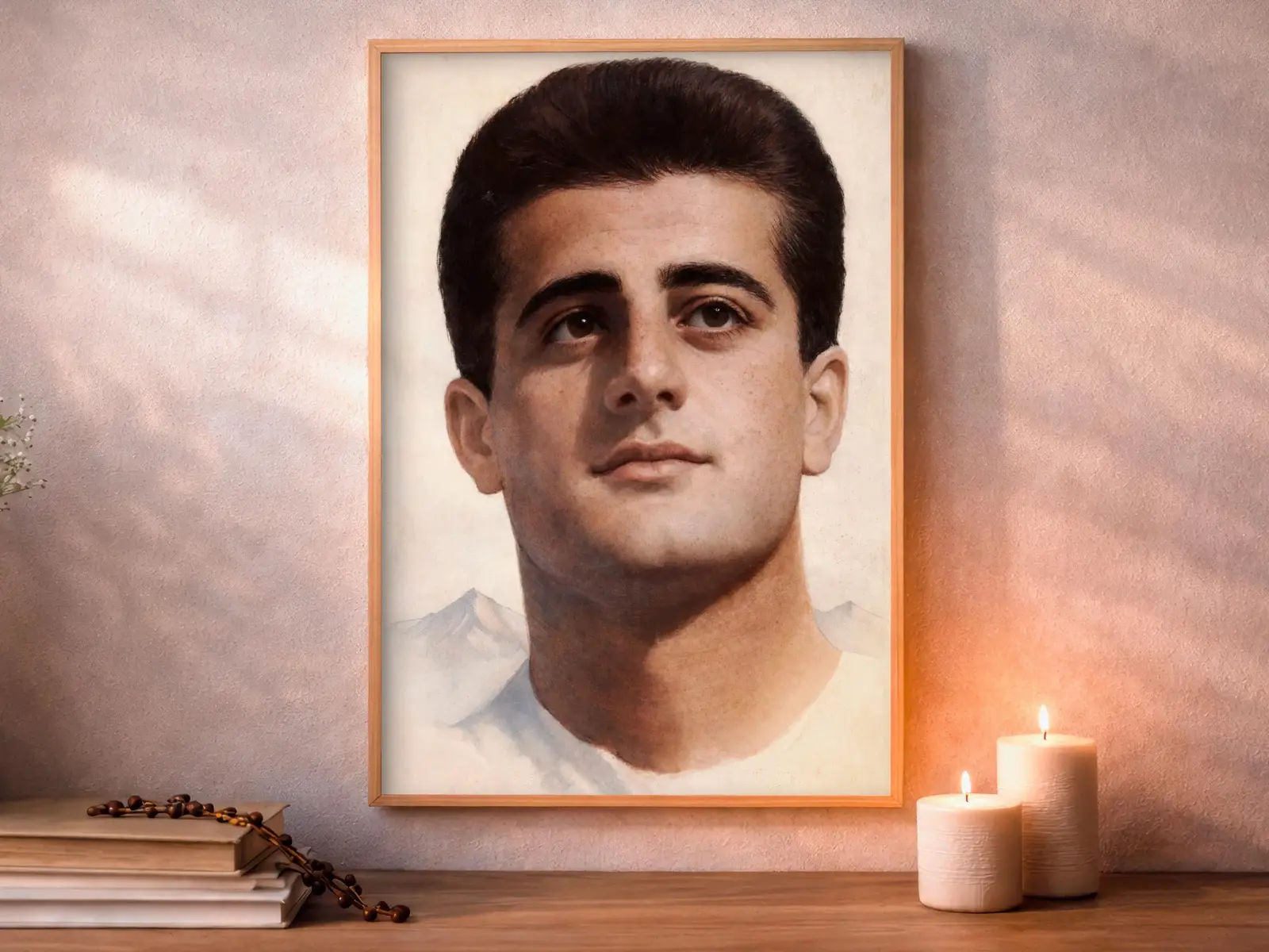 Framed Sacred Heart of Jesus above bed, bedroom sanctuary offering mercy and trust, jesus wall art artwork of jesus