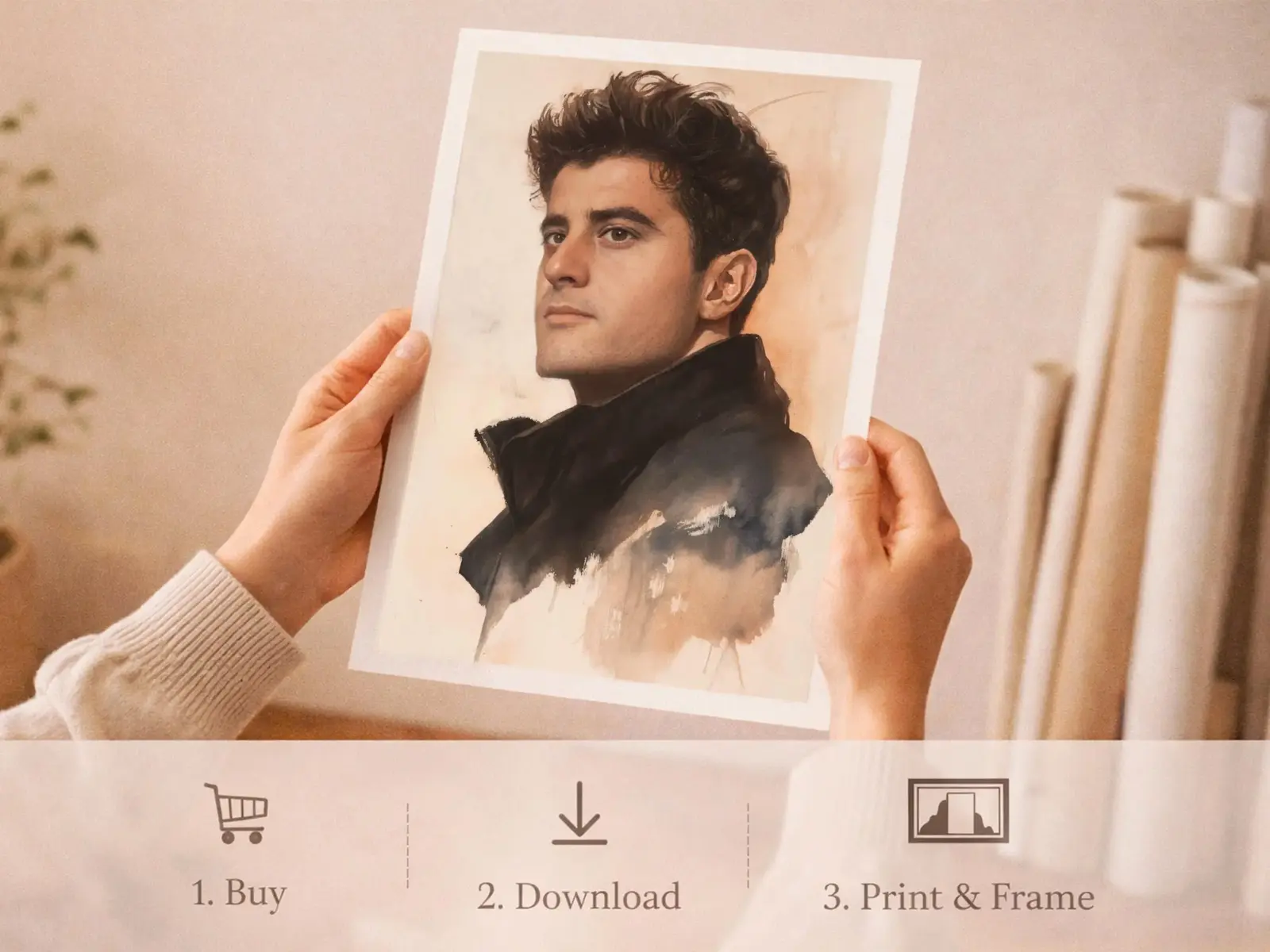 Sacred Heart of Jesus framed above sofa, living room display blending peace and devotion, bible wall art catholic wall art