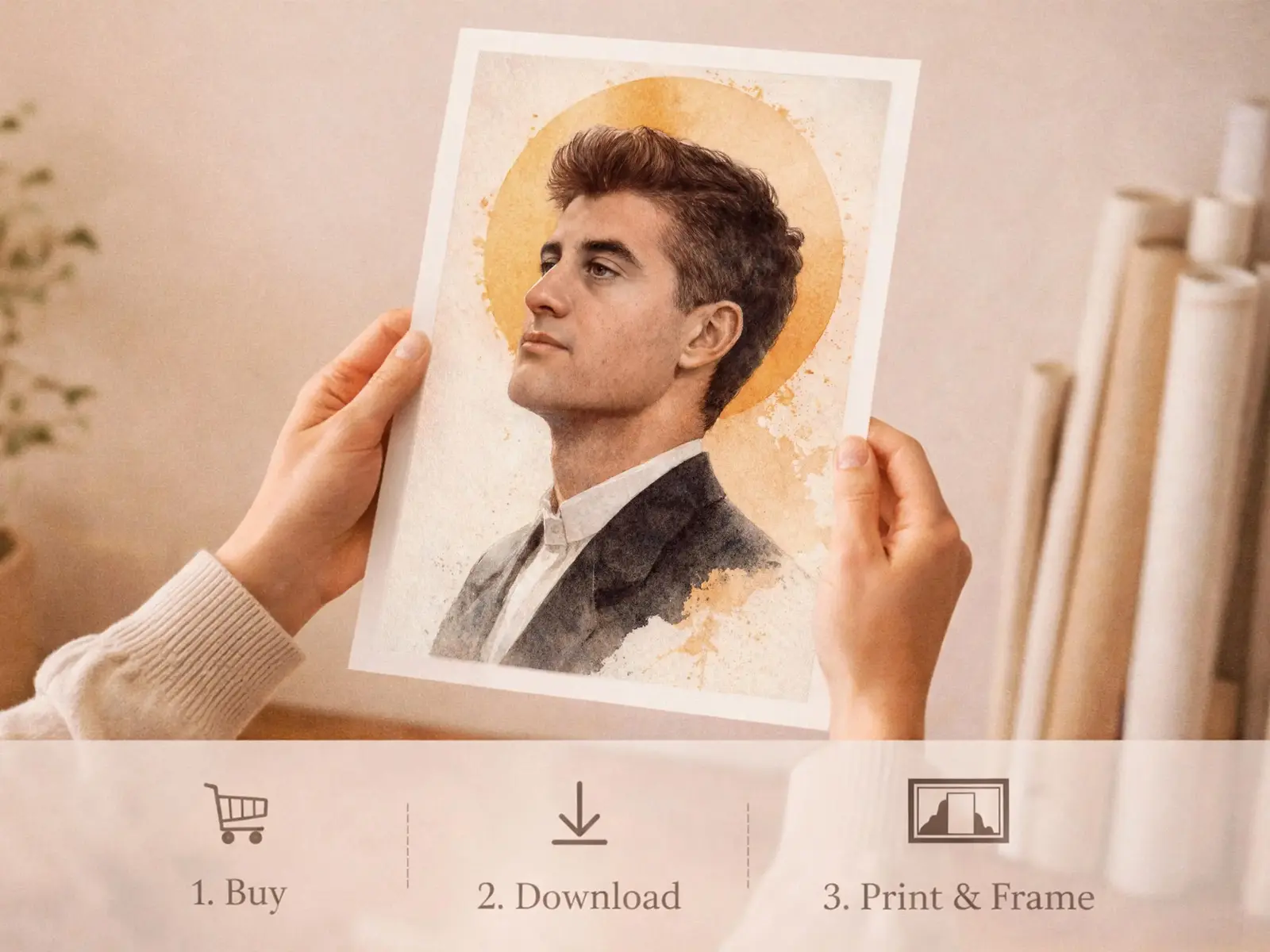 Sacred Heart of Jesus framed above sofa, living room display blending peace and devotion, bible wall art catholic wall art