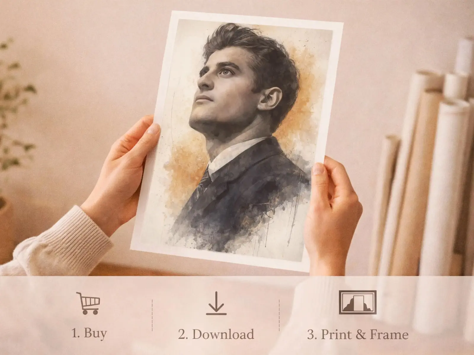 Sacred Heart of Jesus framed above sofa, living room display blending peace and devotion, bible wall art catholic wall art