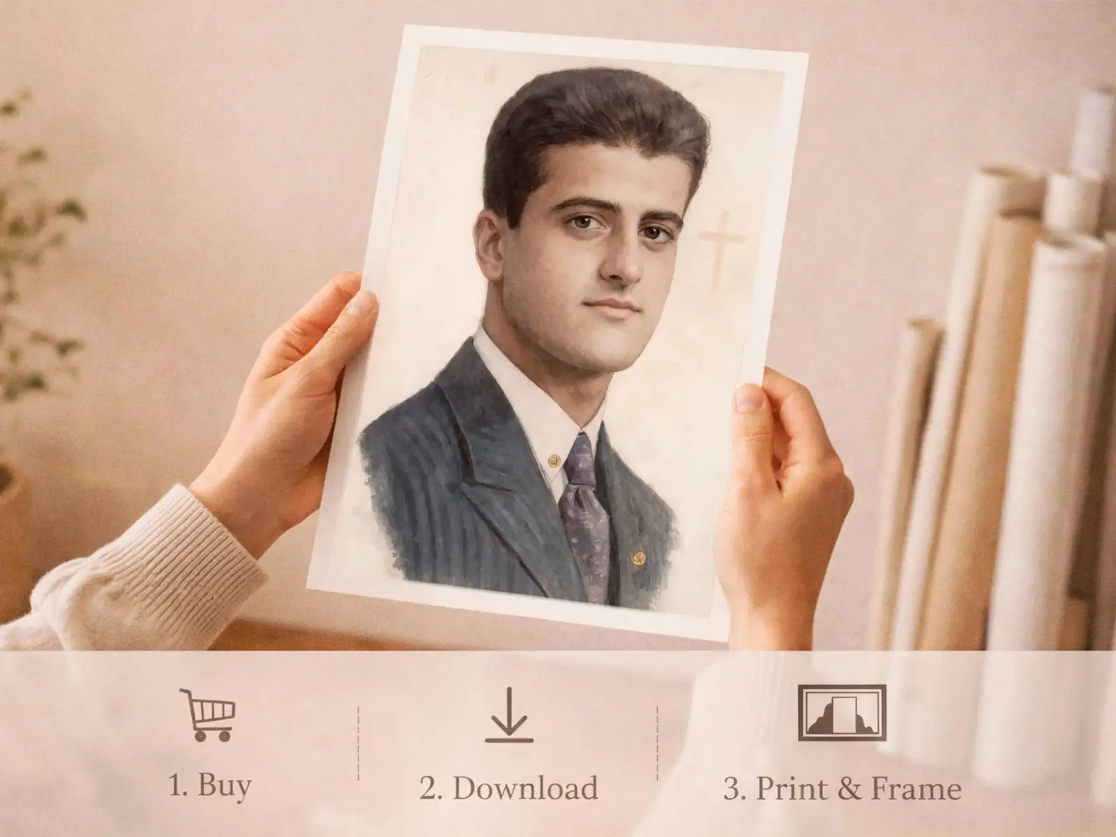 Sacred Heart of Jesus framed above sofa, living room display blending peace and devotion, bible wall art catholic wall art