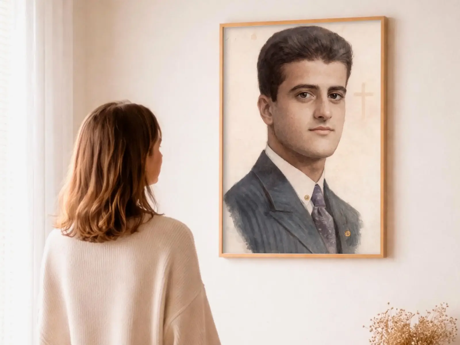 Close-up detail of the flaming Sacred Heart, thorn crown and cross, jesus sacred heart biblical wall art