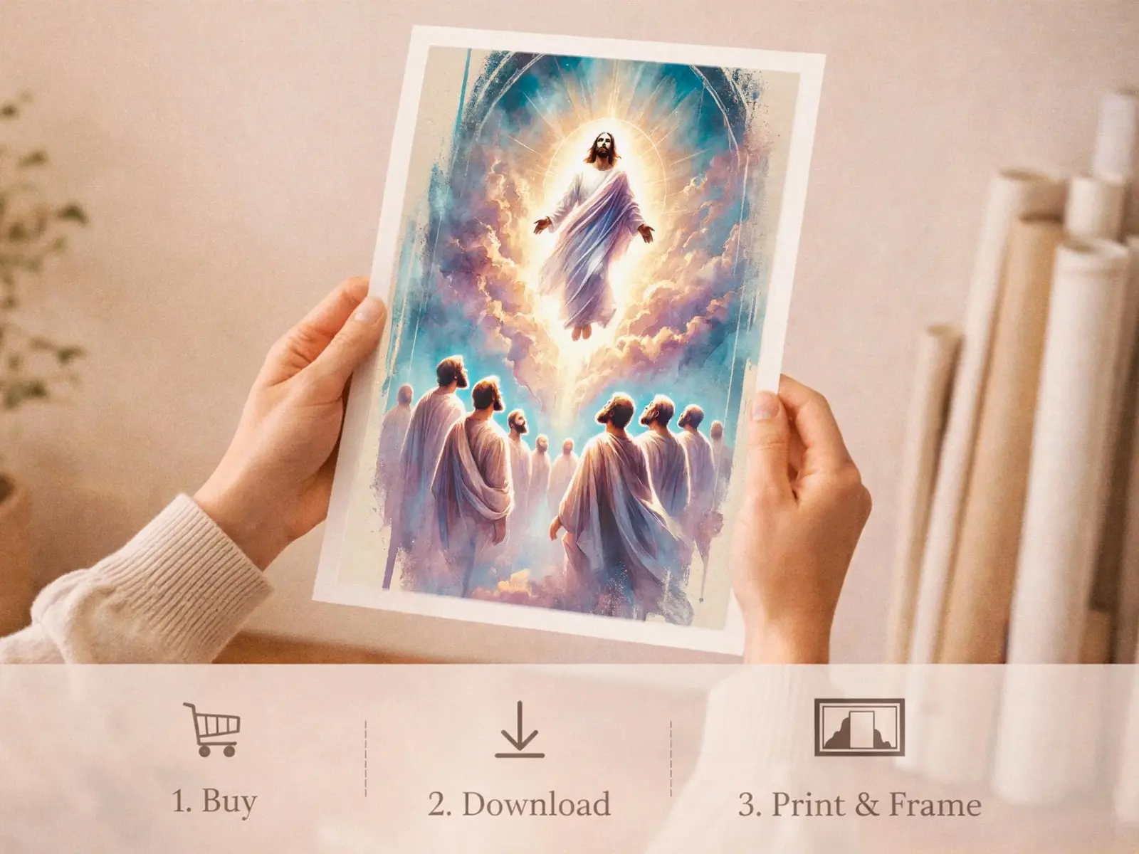 sacred heart of jesus Sacred Heart of Jesus framed above sofa, living room display blending peace and devotion, bible wall art catholic wall art