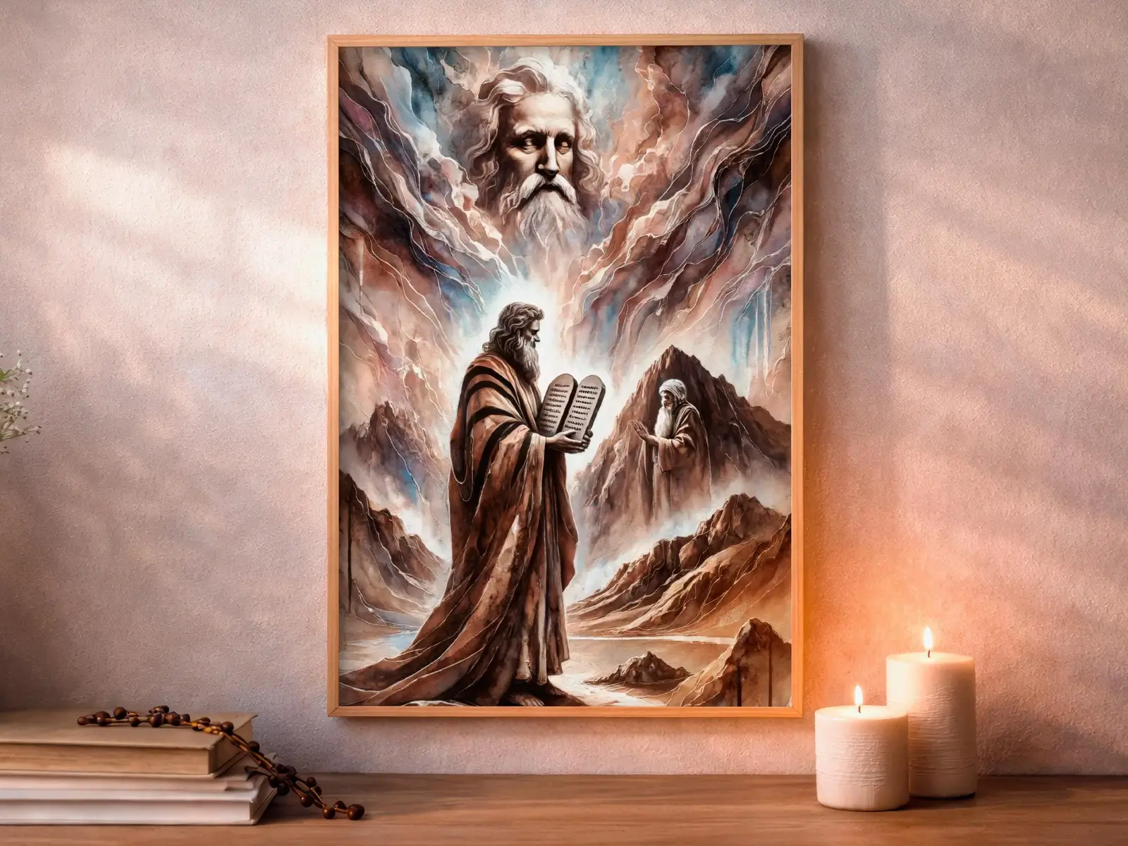 Framed Sacred Heart of Jesus above bed, bedroom sanctuary offering mercy and trust, jesus wall art artwork of jesus