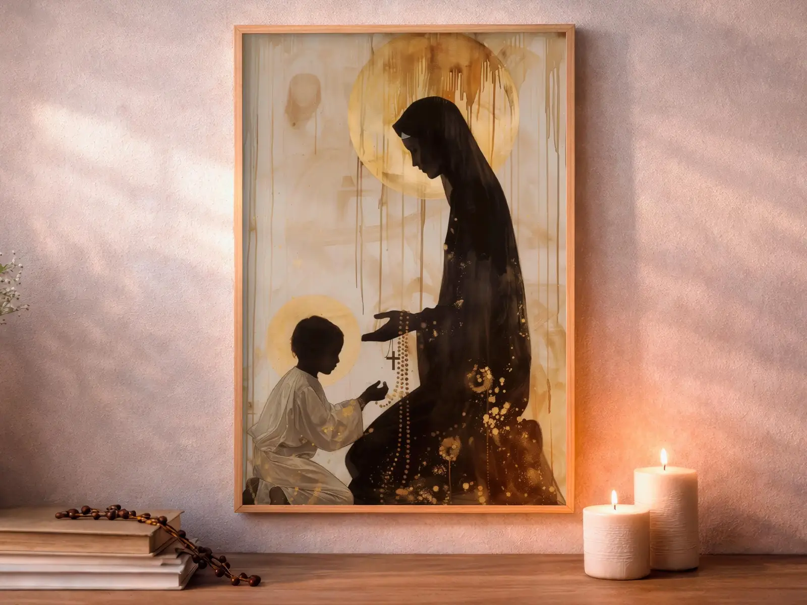 sacred heart of jesus Framed Sacred Heart of Jesus above bed, bedroom sanctuary offering mercy and trust, jesus wall art artwork of jesus