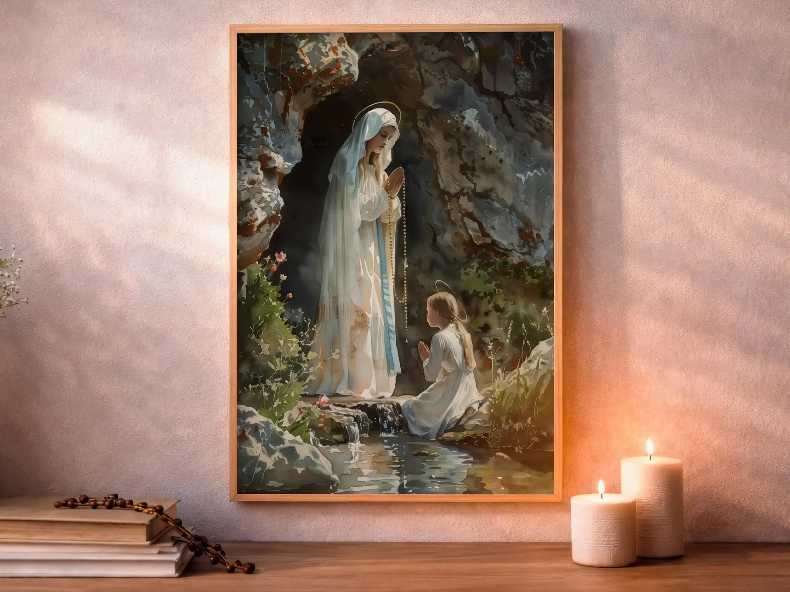sacred heart of jesus Framed Sacred Heart of Jesus above bed, bedroom sanctuary offering mercy and trust, jesus wall art artwork of jesus