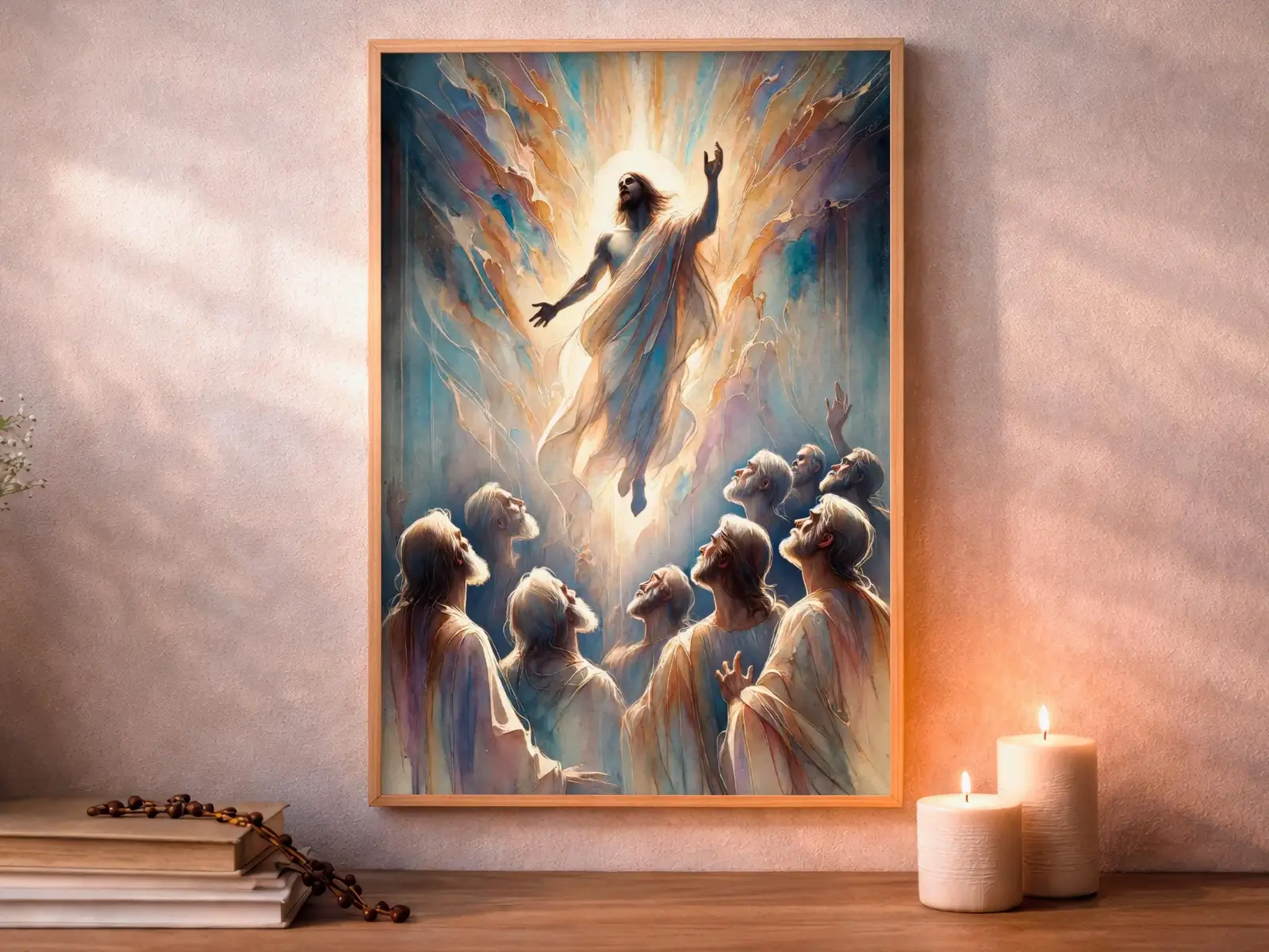 sacred heart of jesus Framed Sacred Heart of Jesus above bed, bedroom sanctuary offering mercy and trust, jesus wall art artwork of jesus