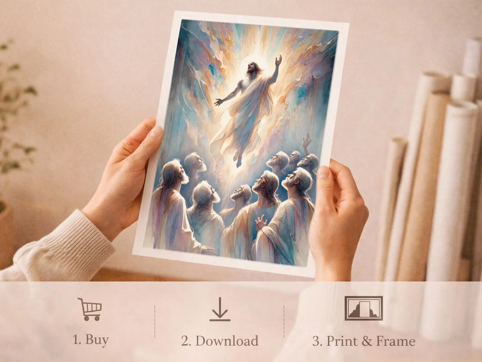sacred heart of jesus Sacred Heart of Jesus framed above sofa, living room display blending peace and devotion, bible wall art catholic wall art