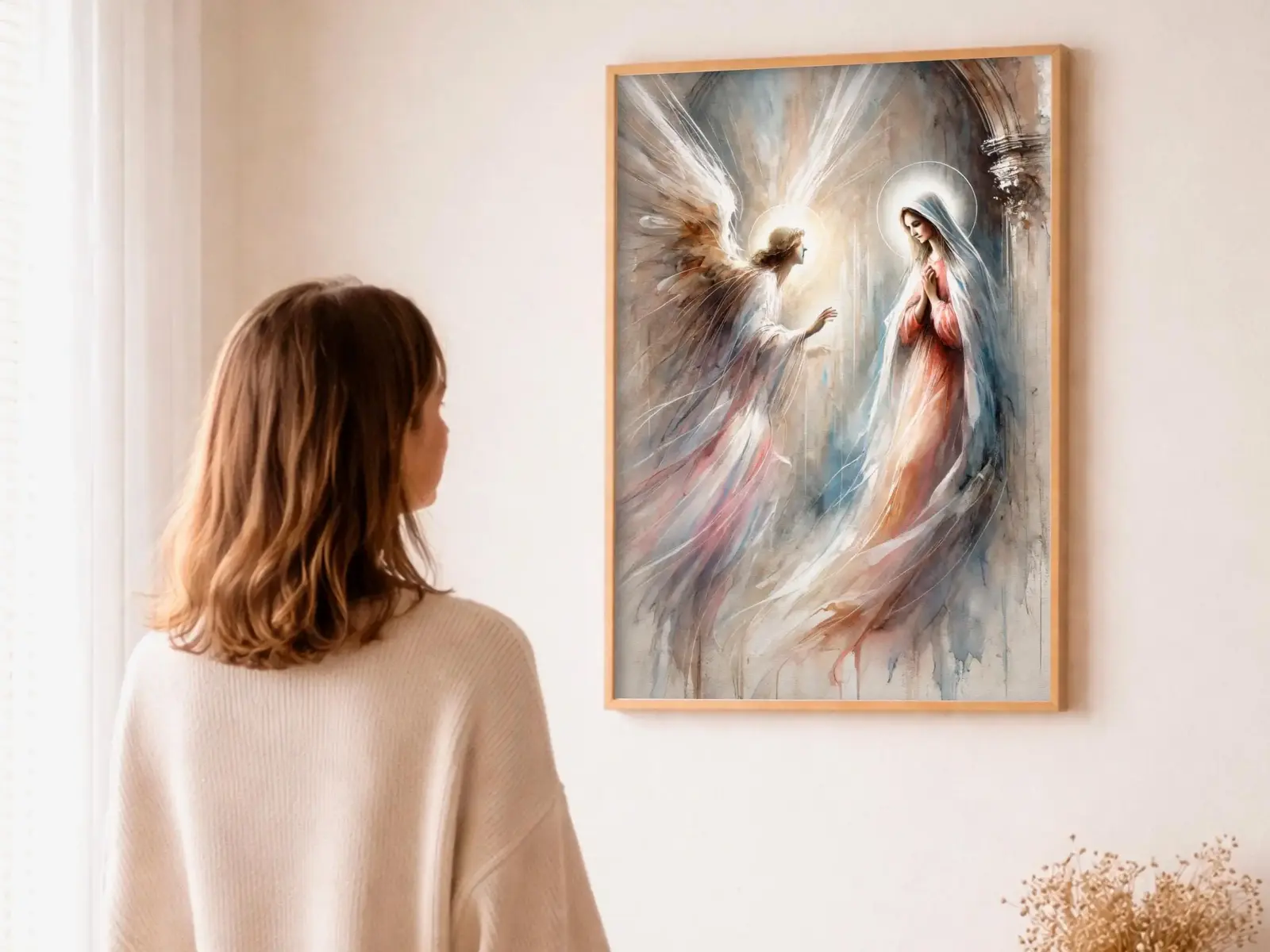 Close-up detail of the flaming Sacred Heart, thorn crown and cross, jesus sacred heart biblical wall art