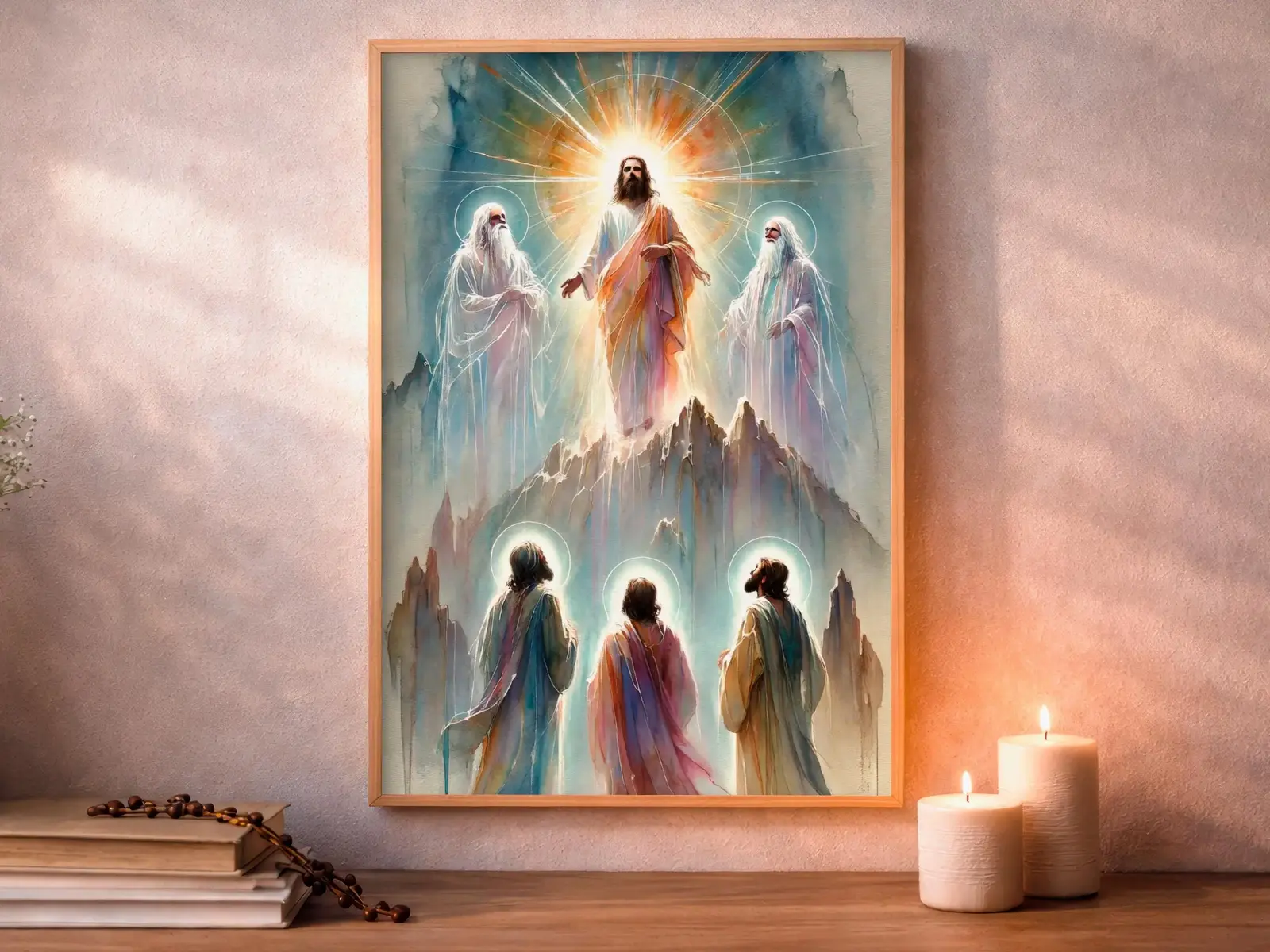 sacred heart of jesus Framed Sacred Heart of Jesus above bed, bedroom sanctuary offering mercy and trust, jesus wall art artwork of jesus