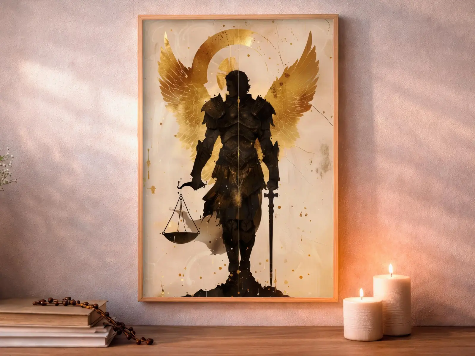 Framed Sacred Heart of Jesus above bed, bedroom sanctuary offering mercy and trust, jesus wall art artwork of jesus