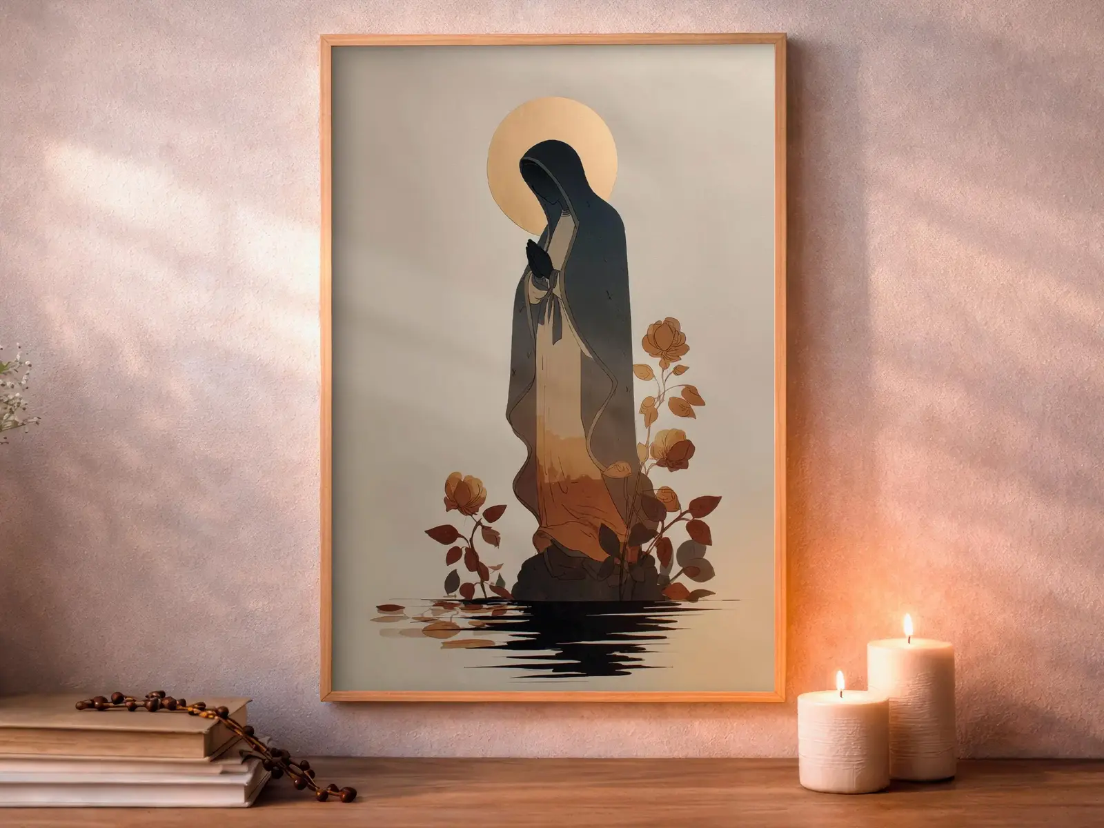 sacred heart of jesus Framed Sacred Heart of Jesus above bed, bedroom sanctuary offering mercy and trust, jesus wall art artwork of jesus