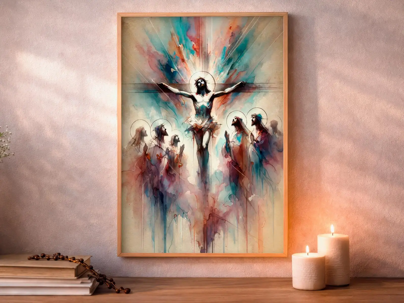 sacred heart of jesus Framed Sacred Heart of Jesus above bed, bedroom sanctuary offering mercy and trust, jesus wall art artwork of jesus